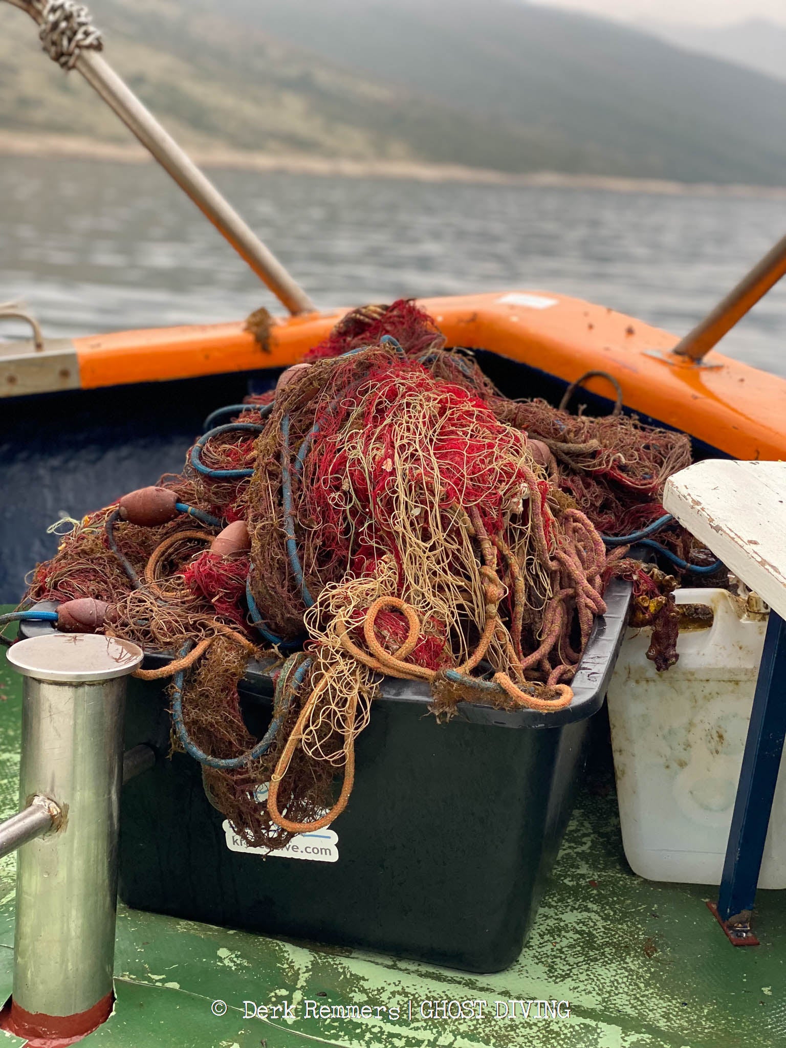 Fischernetze auf einem Boot